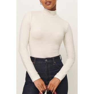 Reformation Nell Turtleneck Jersey Top in Horchata at Nordstrom, Size X-Large