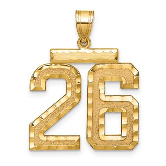 Diamond2Deal 14k Yellow Gold Large Brushed Diamond-cut Number Charm Pendant