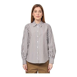 iBlues Shirts, female, Brown, Size: M Brown Striped Shirt Soft and Versatile