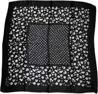 Dolce & Gabbana Womens Floral Silk Scarf Black