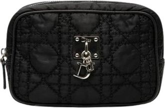 Dior Pre-owned Clutches, female, Black, Size: ONE SIZE Pre-owned Quilted Nylon Pouch