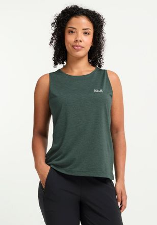 Jack Wolfskin Tanktop JACK WOLFSKIN WILDTRAIL TANK TOP W, Damen, Gr. L (42/44), sago palm, Obermaterial: 100% Polyester, normal, Rundhals, Tops Tanktop