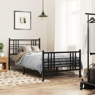 vidaXL Estructura Cama Sin Colch&oacute;n Con Estribo Metal Negro 90x190 Cm Vidaxl