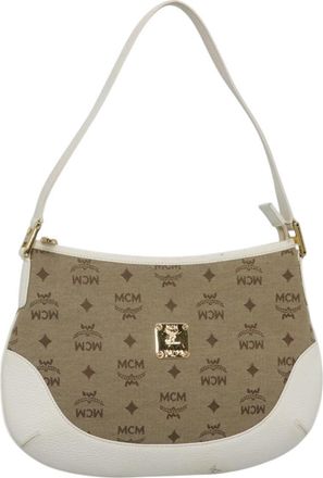 MCM Visetos Handbag Canvas And Leather Canvas Shoulder Bag Bag (Pre-Owned)