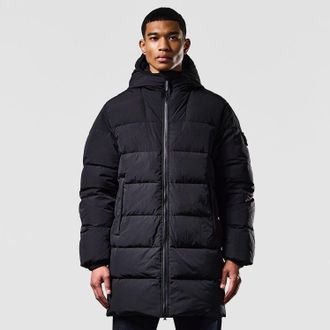 Weekend Offender Mens Sapporo Longline Down Jacket in Black Nylon - Size X-Small