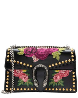 Gucci Leather Embroidered Studded Blind For Love Dionysus Small Shoulder Bag (Authentic Pre-Loved)