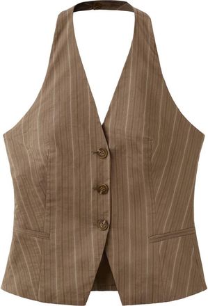 Mango Stripe Halter Vest in Brown at Nordstrom, Size Large