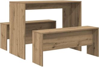 vidaXL Set Tavolo da Pranzo e Panche 3pz Rovere Artigianale Truciolato - Vidaxl