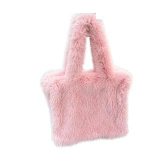 Generic Womens Plush Bags Plush Bag Womens Large Shoulder Bags Winter Ladies Shopping Fashion Soft Female Casual Tote Handbags(Pink)