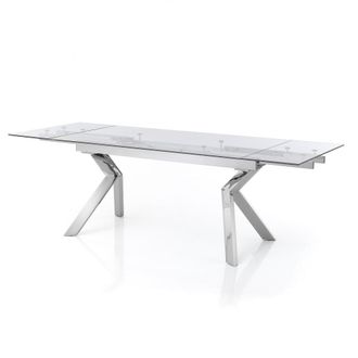 Oresteluchetta Mesa extensible vidrio acero cromado 76x90x160-240 cm
