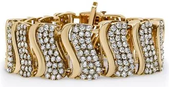 House of Brilliance 14K Yellow Gold 15.0 Cttw Diamond Chevron Wave 7.25 Inch Link Bracelet at Nordstrom