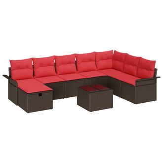 vidaXL Conjunto De Sof&aacute; De Jard&iacute;n Con Coj&iacute;n 9 Pcs Polirat&aacute;n Vidaxl