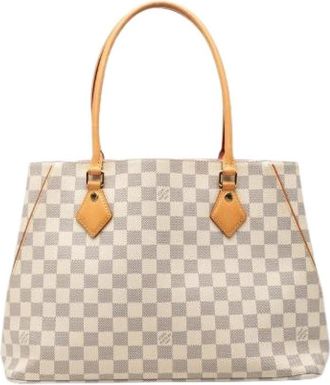 Louis Vuitton Pre-owned Damier Azur Calv Tote Bag - Dames - Vintage Shopper - Wit - ONE Size - Leer - Vintage