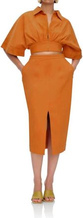 Andrea Iyamah Womens Alu Midi Skirt In Canteloupe