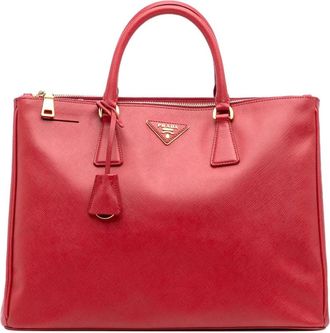 Prada Pre-owned Gestructurelde Leren Tote Bag - Dames - Vintage Shopper - Rood - ONE Size - Leer - Vintage