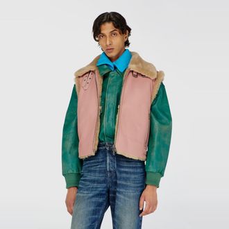 Diesel Shearling leather vest - Leather jackets - Man - Pink