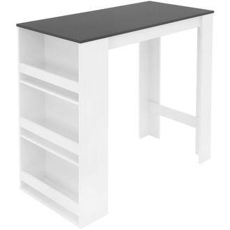 ML Design Tavolo Da Bar Con 3 Ripiani Bianco/Antracite Pannelli mdf 117x106x57 cm Alto Stile Moderno Elegante Bancone Rettangolare Per Interni Da Cucina Pranzo
