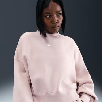 Nike Womens Nike Sportswear Phoenix Fleece Over-Oversized Crew-Neck Sweatshirt in Pink | DQ5761-667