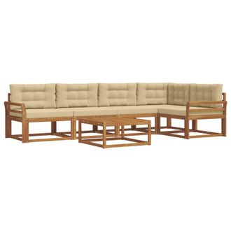 vidaXL Conjunto De Sof&aacute;s De Exterior Con Coj&iacute;n 6 Pcs Natural Y Beige Vidaxl