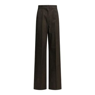 Max Mara Campo Wide Broeken - Dames - Broeken - Bruin - Maat: S Wol