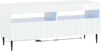 vidaXL Mueble De Tv Led Blanco Brillante Madera De Ingenier&iacute;a Vidaxl