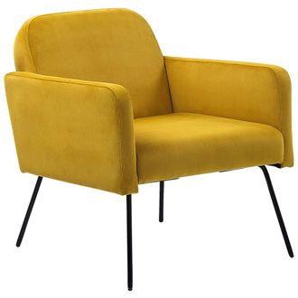 Beliani Beliani - Sill&oacute;n De Terciopelo Amarillo Mostaza Negro Patas Metal Sala De Estar Dormitorio Narken