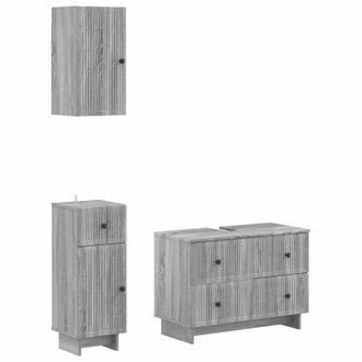 vidaXL Juego De Armarios De Ba&ntilde;o De 3 Piezas Ede Sonoma Gris Vidaxl