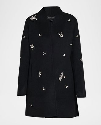 Neiman Marcus Double-Faced Cashmere Embellished Coat