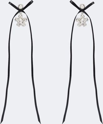 Simone Rocha Bow-detail crystal-embellished drop earrings