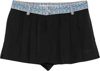 Alexander Wang Pre-Styled Pleated Denim Shorts - female - Alexander Wang - Short Shorts - Black - 2XS - Shorts