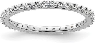 Diamond2Deal 14k White Gold Polished Shared Prong 1/2 Ct Diamond Eternity Band Ring