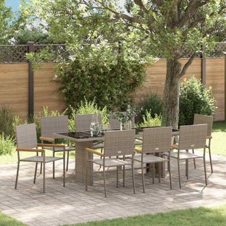 vidaXL Vidaxl - Conjunto De Comedor De Jard&iacute;n 9 Pcs Gris 190 X 80 X 75 Cm