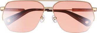Jacquemus The Aviador Sunglasses in Matt Putty/black/amber at Nordstrom