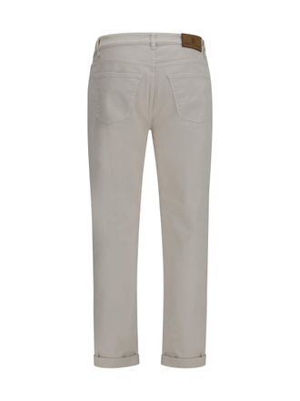 Brunello Cucinelli Mens Jeans With Turn-Up Hem English White Cotton; Elastane