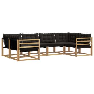 vidaXL Conjunto De Sof&aacute;s De Exterior Con Coj&iacute;n 6 Pcs Blanco Y Negro Vidaxl