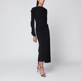 Victoria Beckham Womens Black Midi Dress In Draped Jersey viscose - Size EU 38 (Womens)
