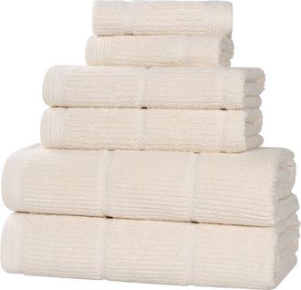 Superior Milo Smart Twist Cotton Medium Weight Solid Ribbed 6Pc Towel Set
