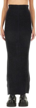 Rick Owens Pillar Skirt - Dames - Maxi Rokken - Zwart - M - Wol - Rokken