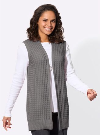Casual Looks Strickweste CASUAL LOOKS, Damen, Gr. 36, grau, 50% Baumwolle, 50% Polyacryl, unifarben, Westen Strickweste
