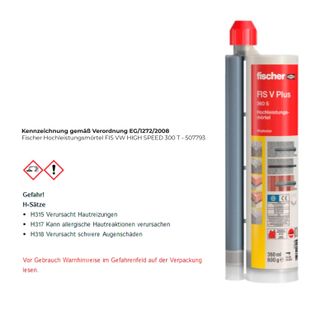Fischer Mortero De Alto Rendimiento Fis Vw High Speed 300 T - 507793