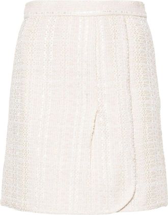 Iro bouclé design mini skirt - women - Polyester/Acrylic/Polyamide/Cotton/Other fibres - 38 - Neutrals