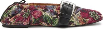 Ganni Floral-jacquard Woven Ballet Flats - Multicoloured - 37 (IT37/ UK4)