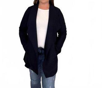 Skies Are Blue Clothing Open Front Knit Cardigan In Navy