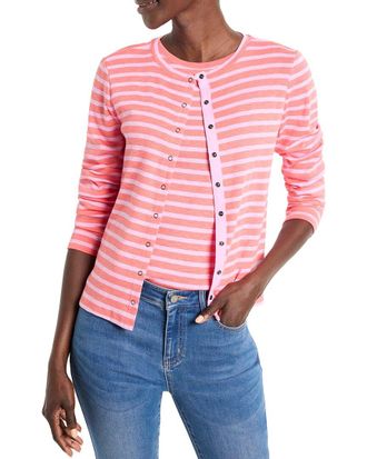 Nic+Zoe Nic+Zoe Striped Snap Front Cardigan