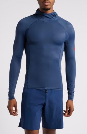 Florence Long Sleeve Hooded Rashguard in Dark Navy at Nordstrom, Size Xx-Large