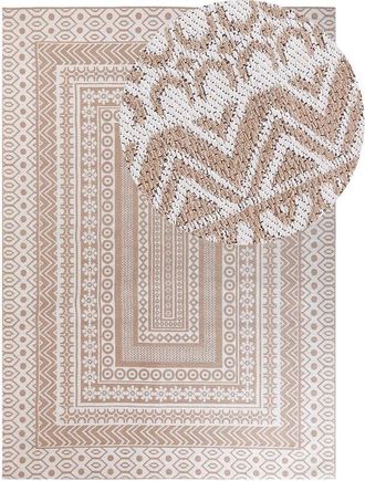 Beliani Alfombra de yute beige blanco 160 x 230 cm patrón geométrico suave moderno Baglar