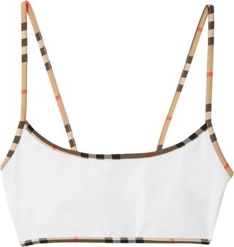 Burberry checked-trim bikini top - women - Polyamide/Spandex/Elastane/Polyamide/Spandex/Elastane - S - White