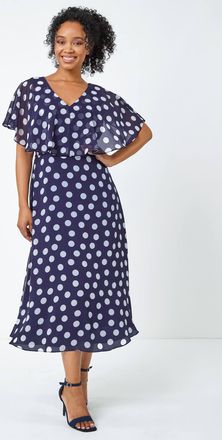 Roman Chiffon Polka Dot Midi Dress