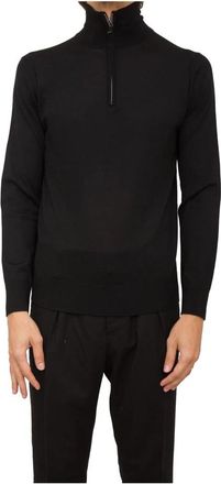 Paolo Pecora Zwarte Coltrui Trui - Heren - Coltruien - Zwart - 3XL - Wol - Truien & Vesten