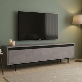 Dmora Mueble Para Tv Titli, Un Estante, 3 Compartimentos, 3 Puertas, 160x36x45h Cm Plateado